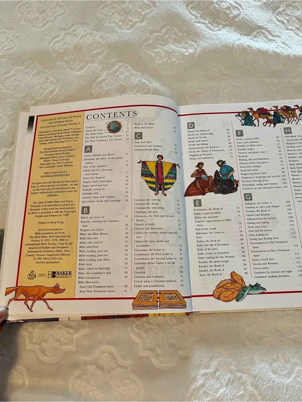 Vintage 94' Children's Bible Encyclopedia - White Illustrated Kids Book
